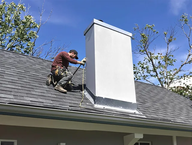Delray Beach Chimney Sweep team member finishing chimney construction in Delray Beach, FL