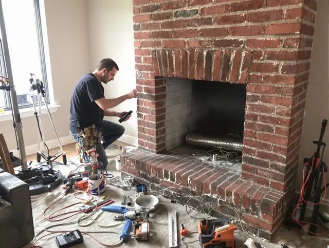 Delray Beach Chimney Sweep specialist finalizing chimney liner service in Delray Beach, FL