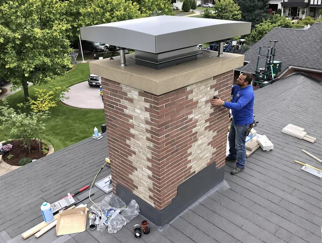 Delray Beach Chimney Sweep team working on a custom chimney remodel in Delray Beach, FL