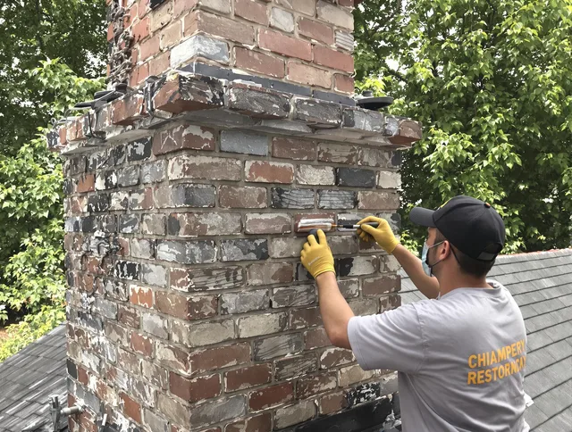 In-progress chimney restoration by Delray Beach Chimney Sweep in Delray Beach, FL