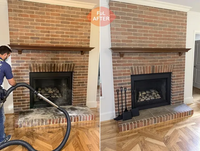 Delray Beach Chimney Sweep carefully sanitizing a fireplace in Delray Beach, FL