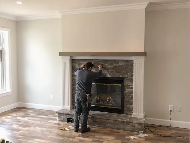 Delray Beach Chimney Sweep finishing a custom fireplace install in Delray Beach, FL
